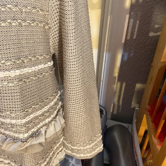 Ruby Rd. Khaki Cardigan n ribbon sweater - Picture 6 of 10